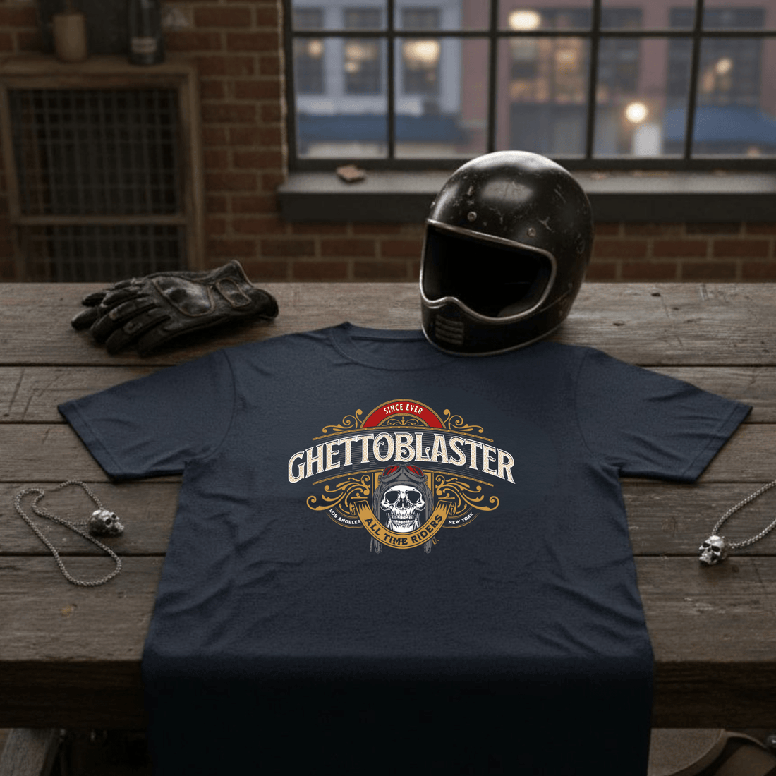 Motorbike T-Shirt Navy – Cotone Biologico e Grafica Esclusiva