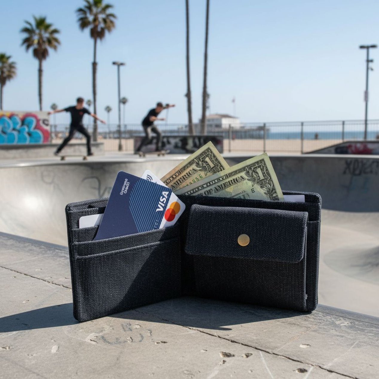 Portafoglio in Canvas con Blocco RFID blk accessori