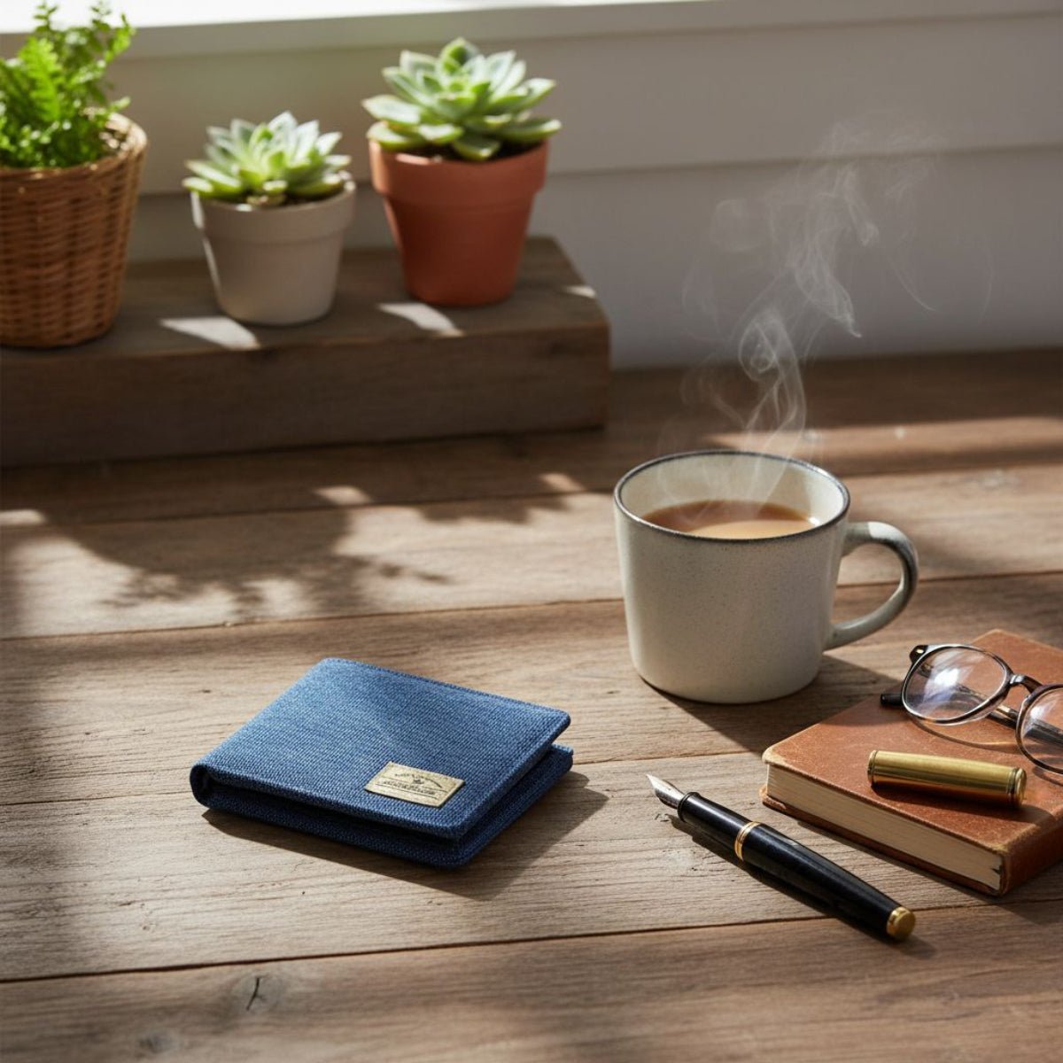 Portafoglio in Canvas con Blocco RFID navy accessori