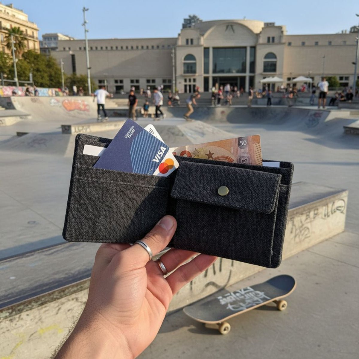 Portafoglio portamonete Canvas RFID blk accessori