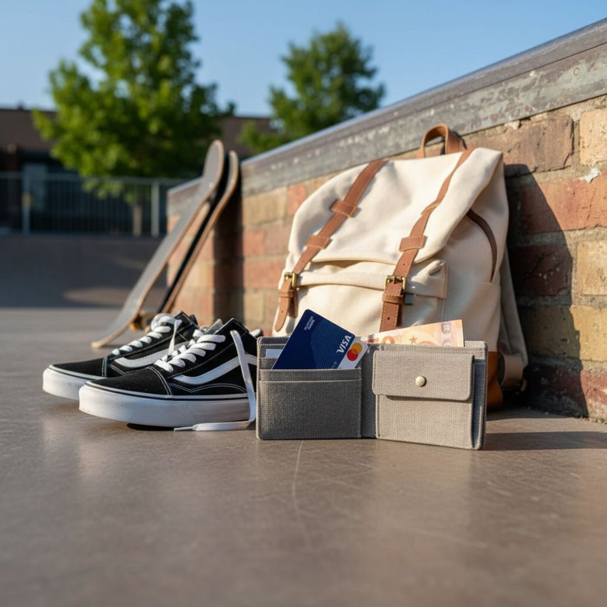 Portafoglio portamonete Canvas RFID grey accessori