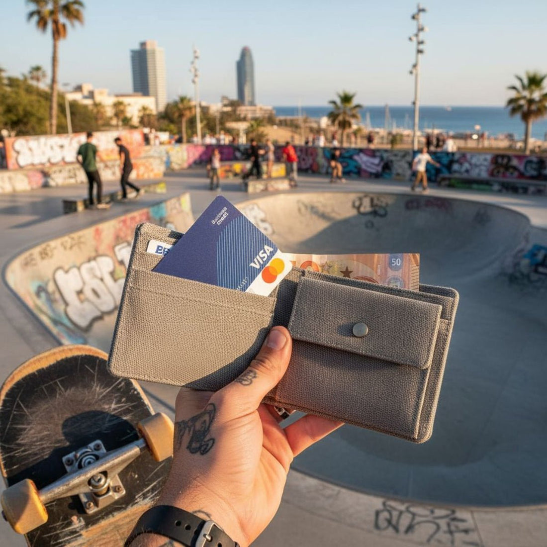 Portafoglio portamonete Canvas RFID grey accessori