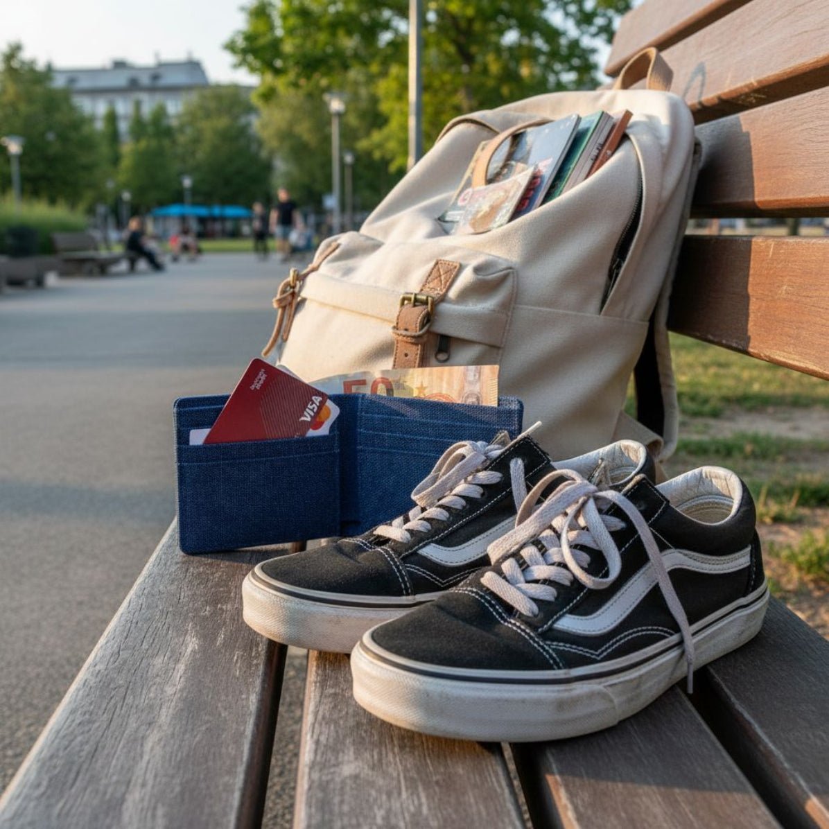 Portafoglio portamonete Canvas RFID navy accessori