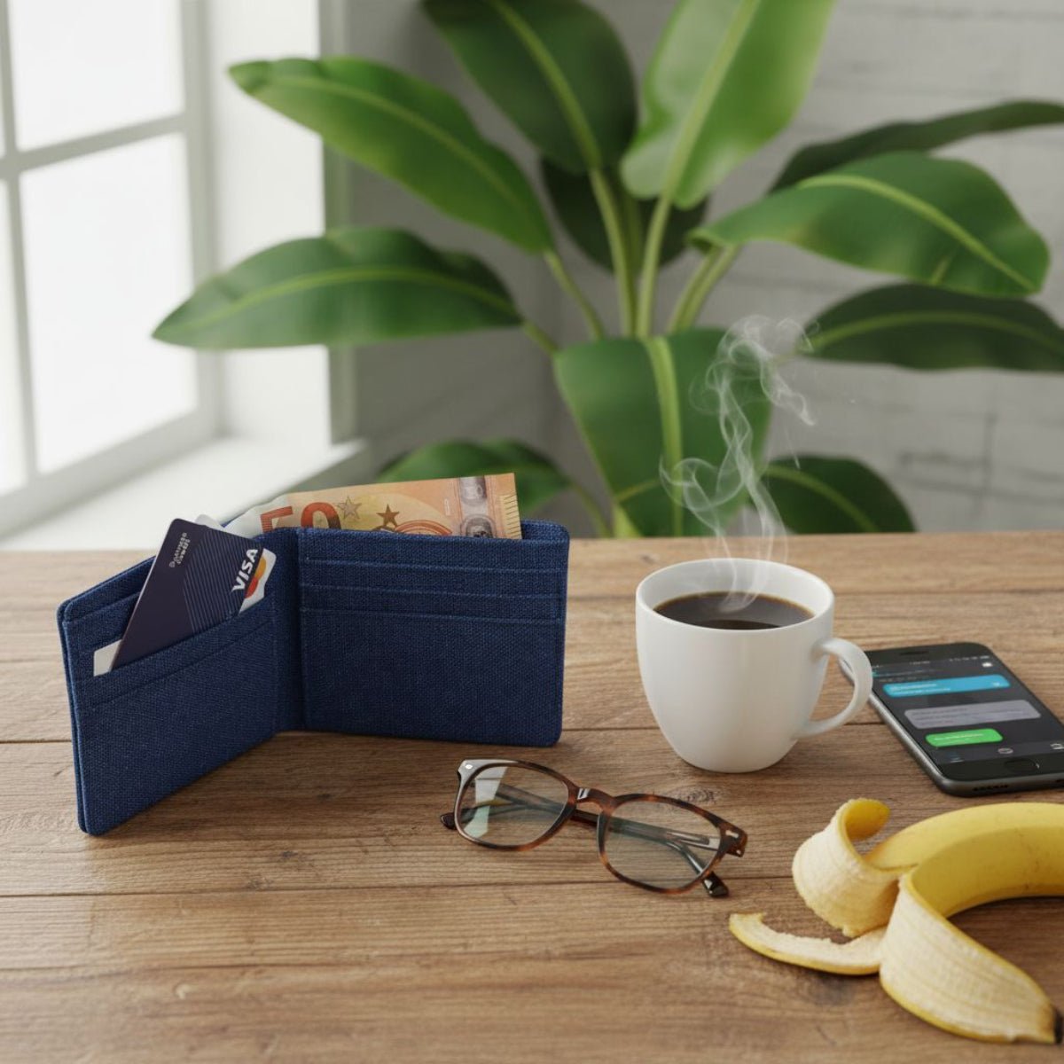 Portafoglio portamonete Canvas RFID navy accessori