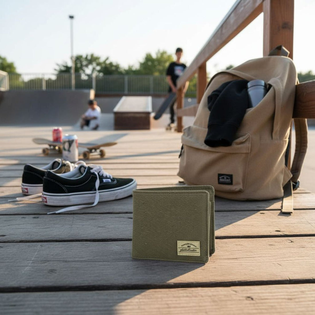 Portafoglio portamonete Canvas RFID olive accessori