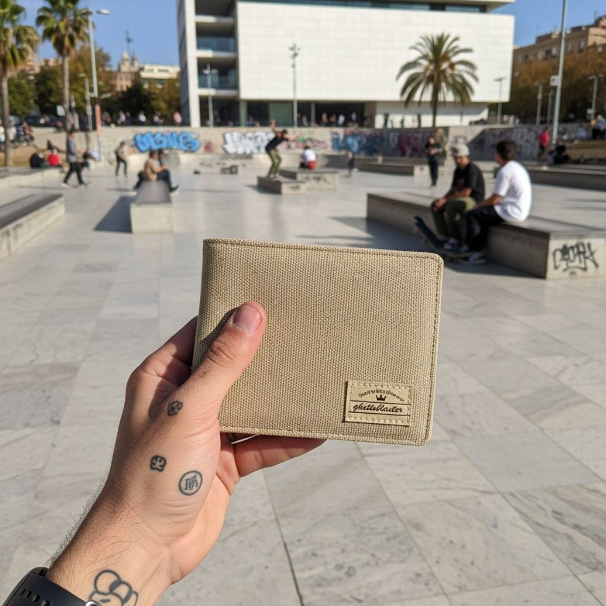 Portafoglio portamonete Canvas RFID sand accessori