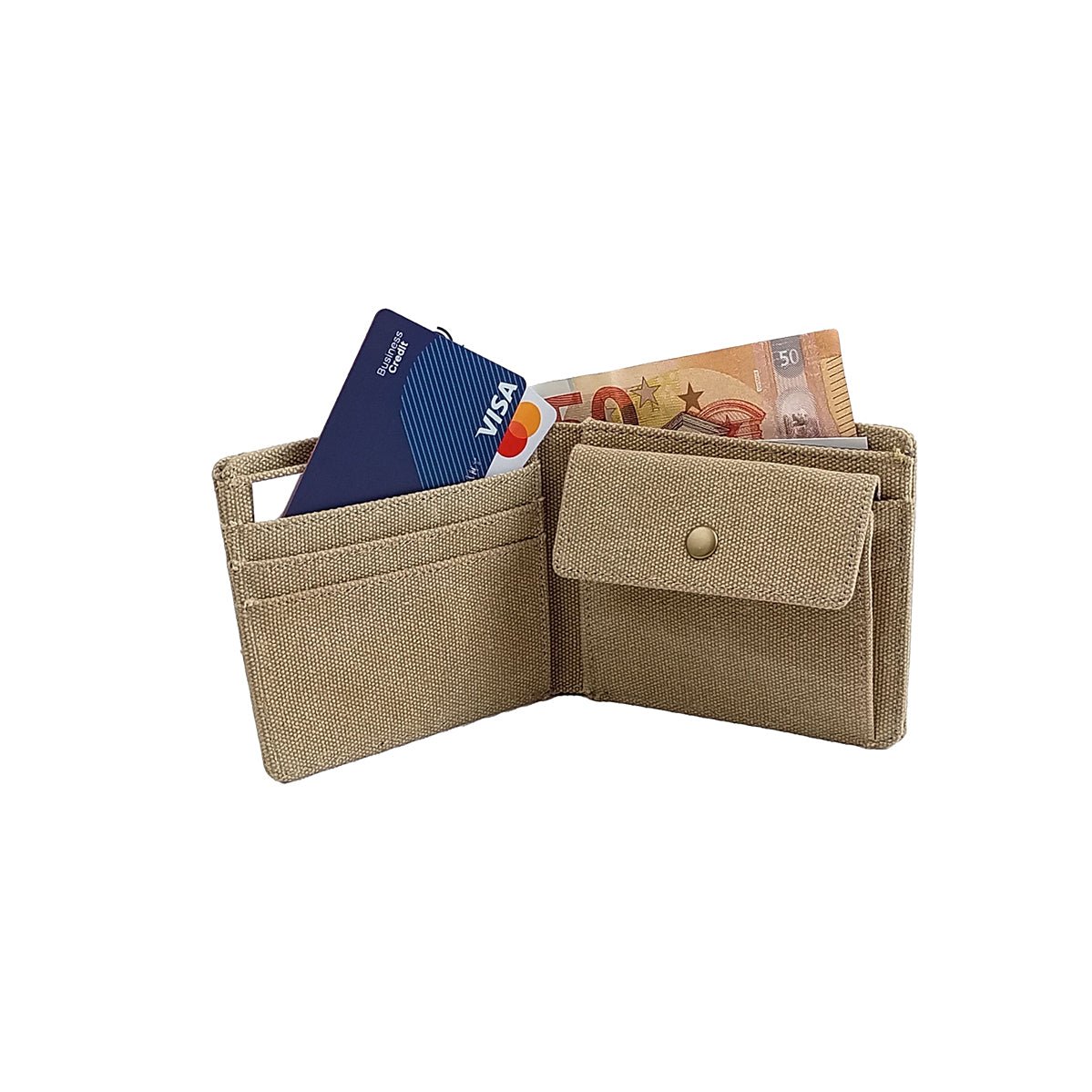 Portafoglio portamonete Canvas RFID sand accessori