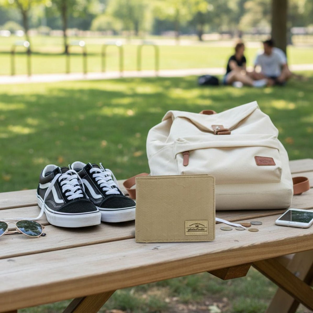 Portafoglio portamonete Canvas RFID sand accessori