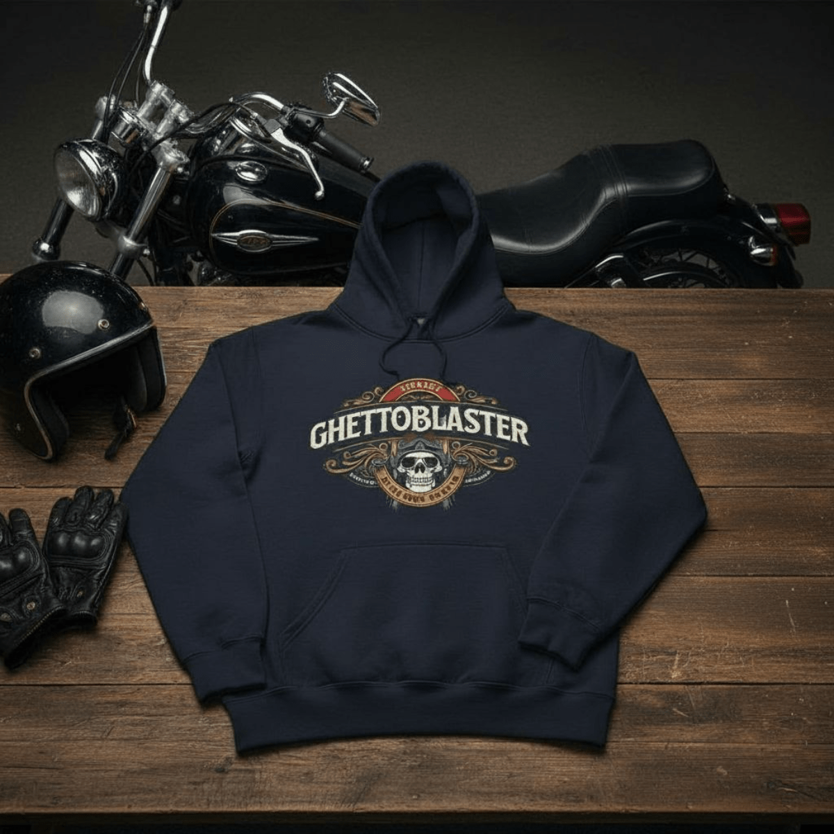 Riders Hoodie Navy – Felpa con Cappuccio in Cotone Biologico felpa