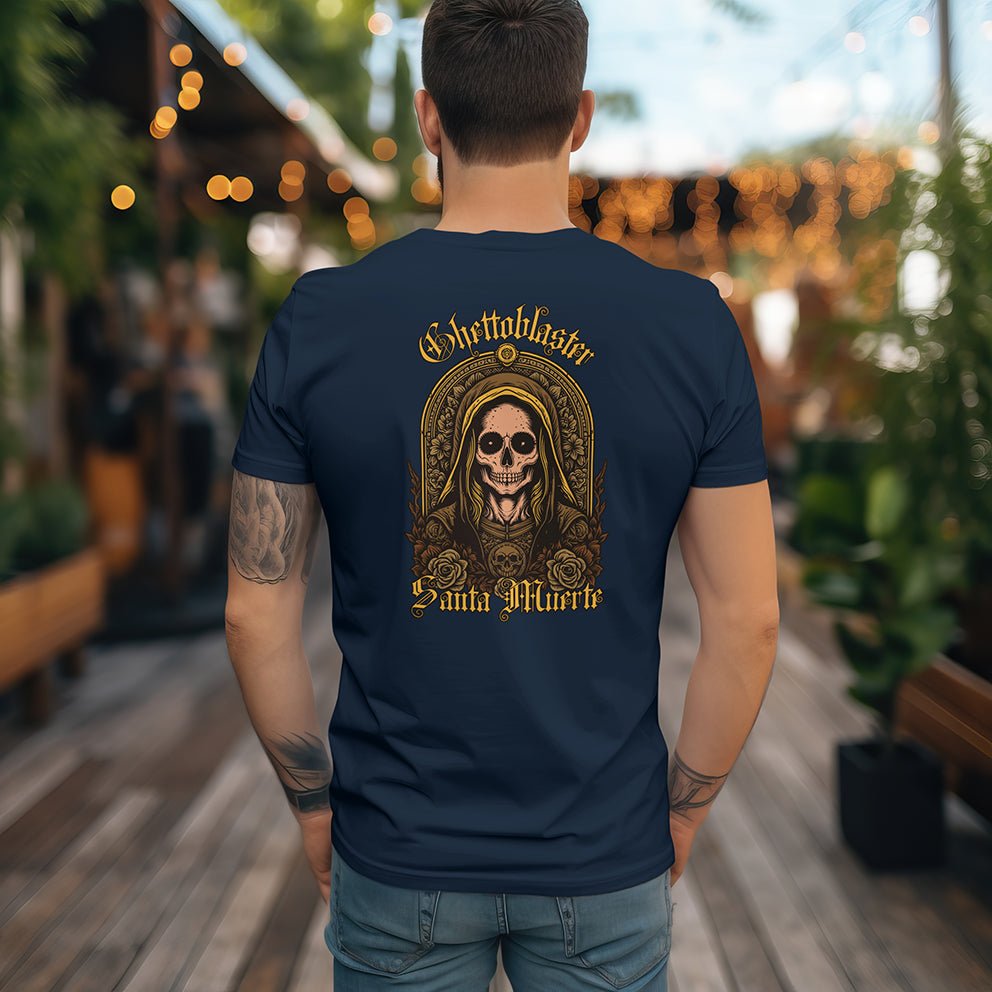 Santa Muerte Tee Navy - ghettoblasterwear