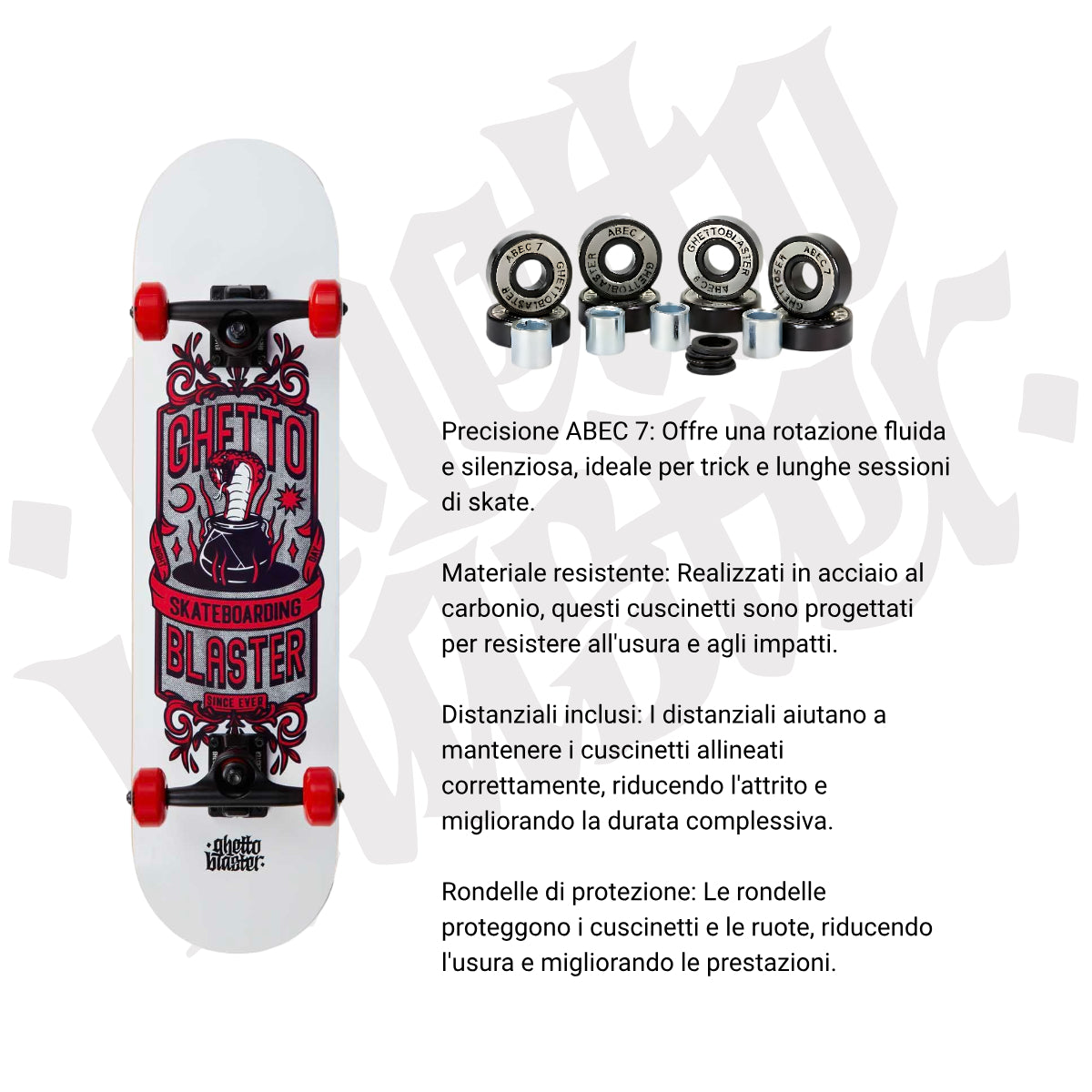Skate per iniziare Kobra red 7.8" tavola skateboard