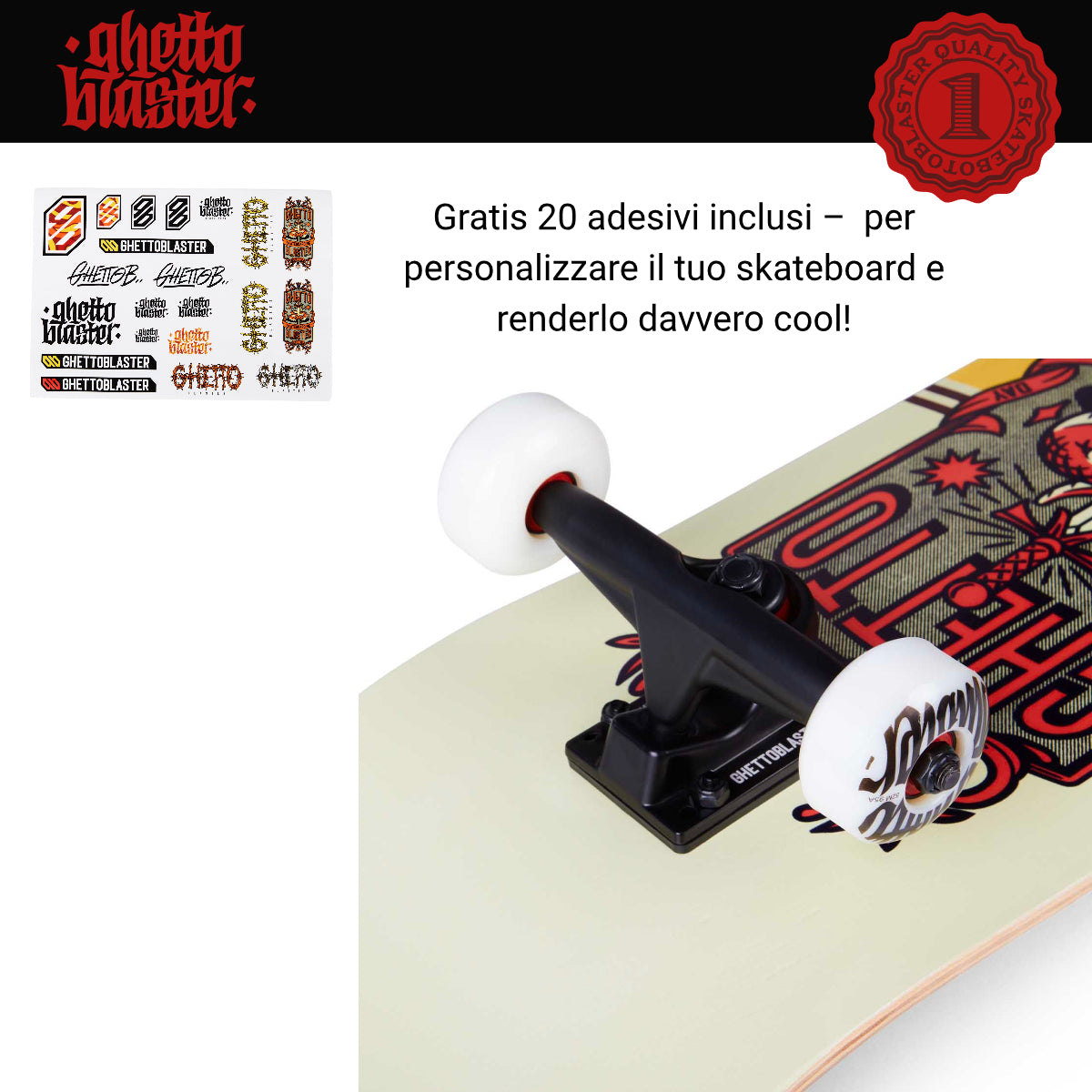 Skate per iniziare Skull red yellow 8.0" tavola skateboard