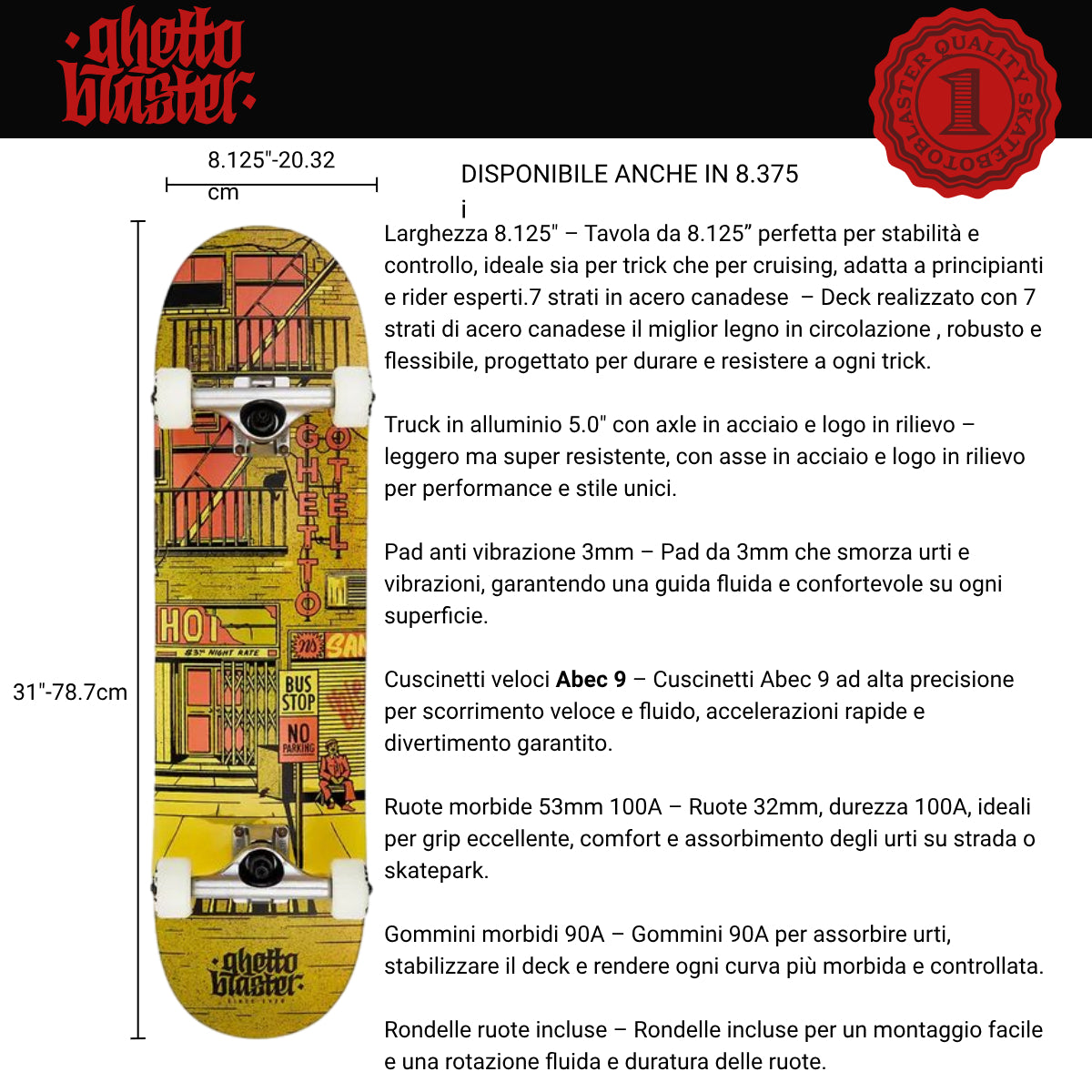 Skate per iniziare Ghetto Hotel Rust 8.125" - 8.375" tavola skateboard