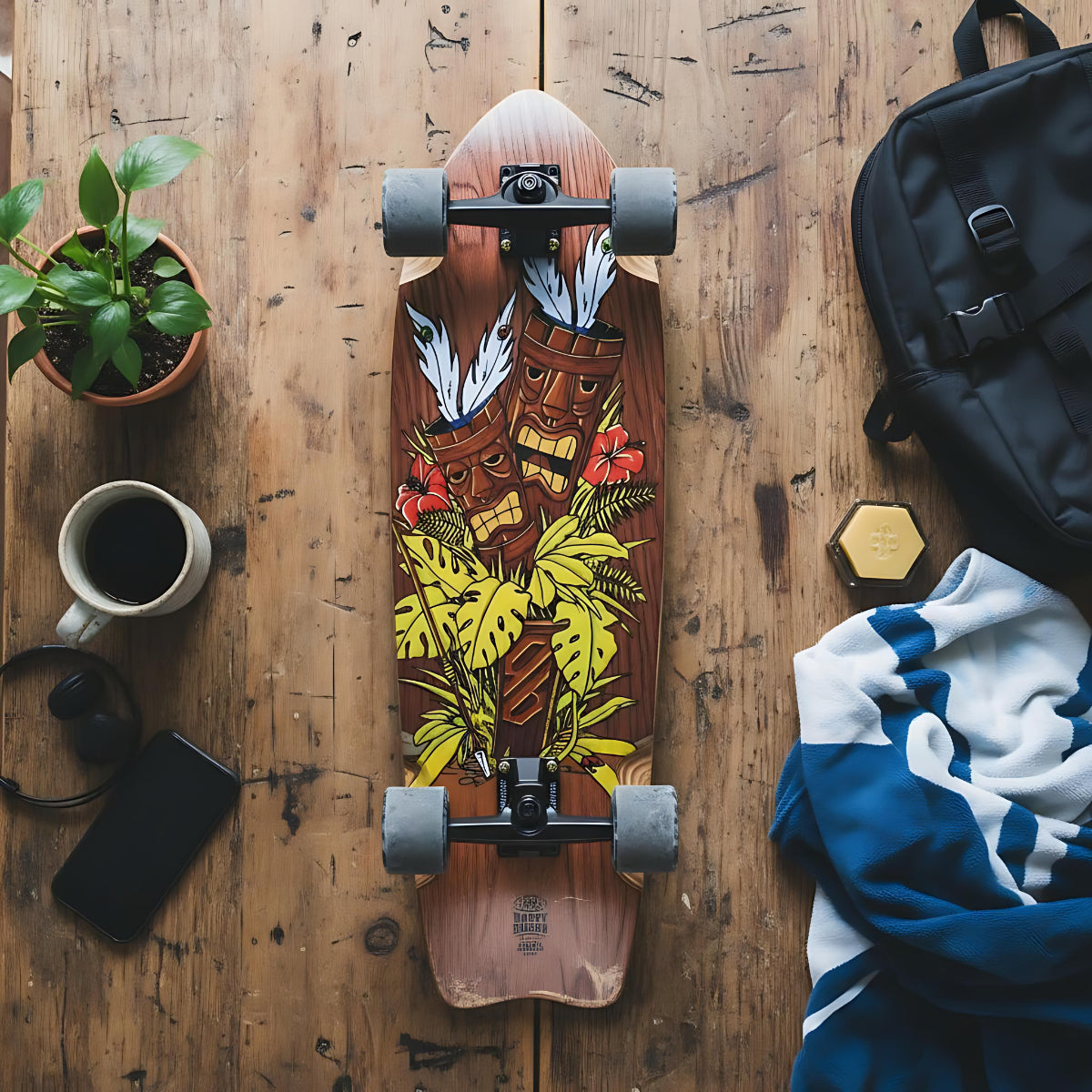 Surfskate Fishtail Tiki Totem 32" skateboard