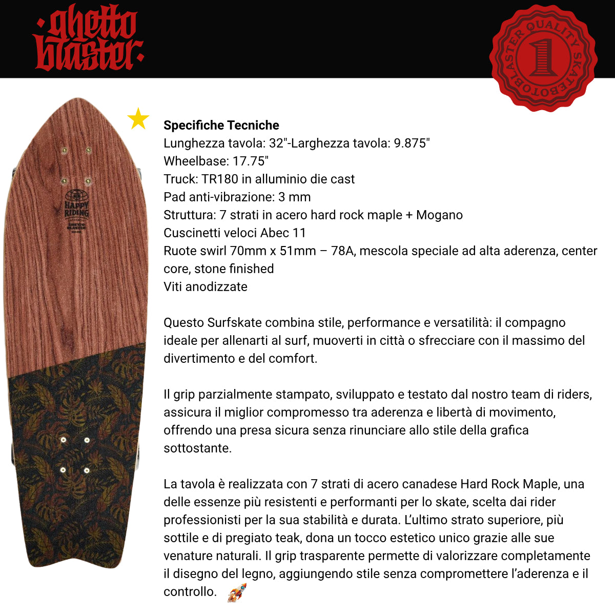 Surfskate Fishtail Tiki Totem 32" skateboard