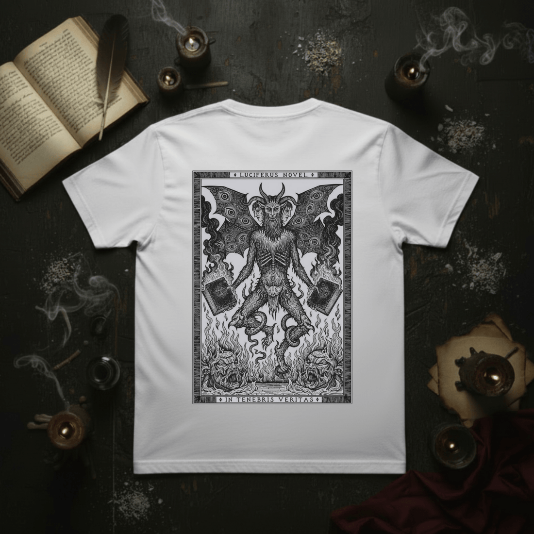 T-Shirt Dante series Tenebris Veritas-White-Streetwear