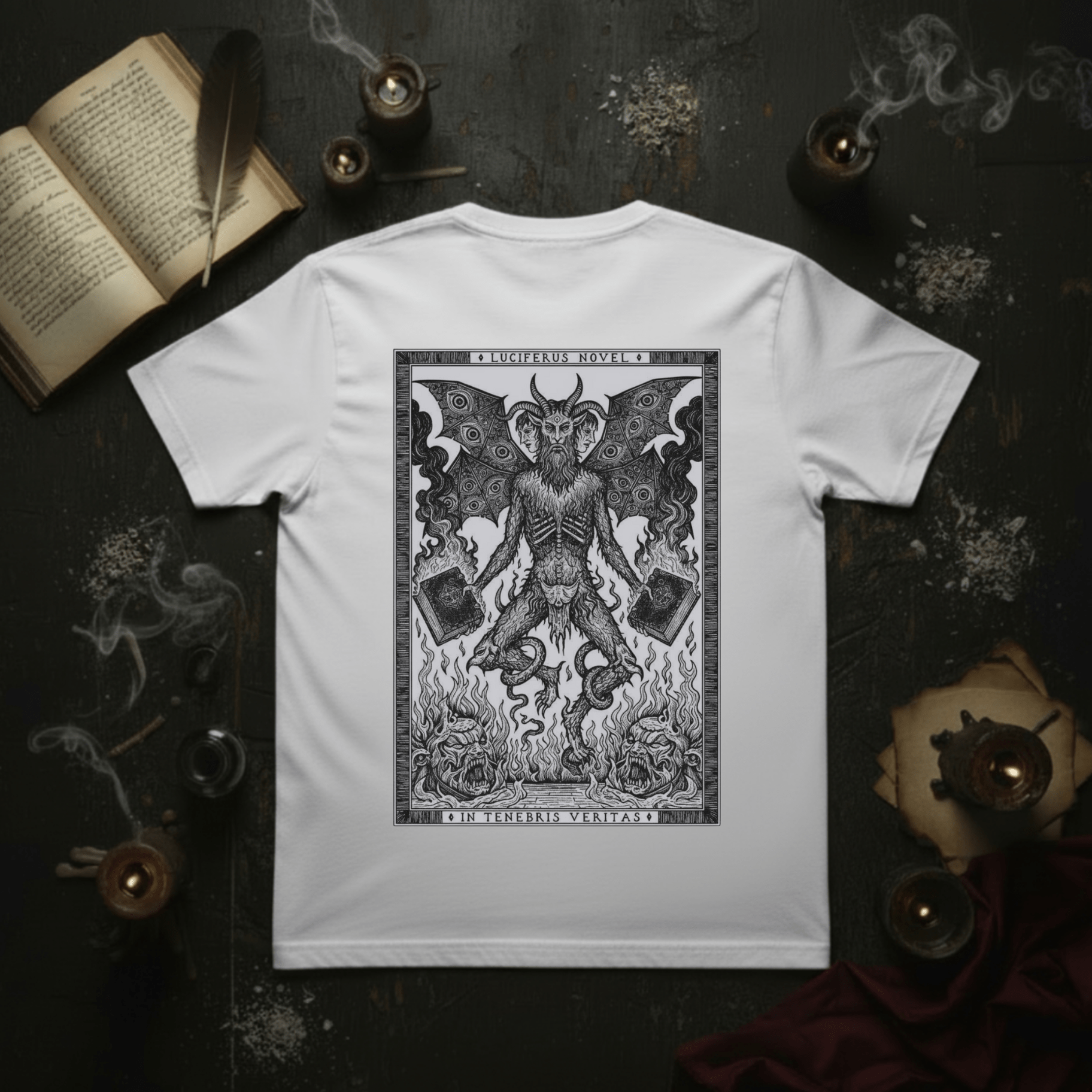 T-Shirt Dante series Tenebris Veritas-White-Streetwear