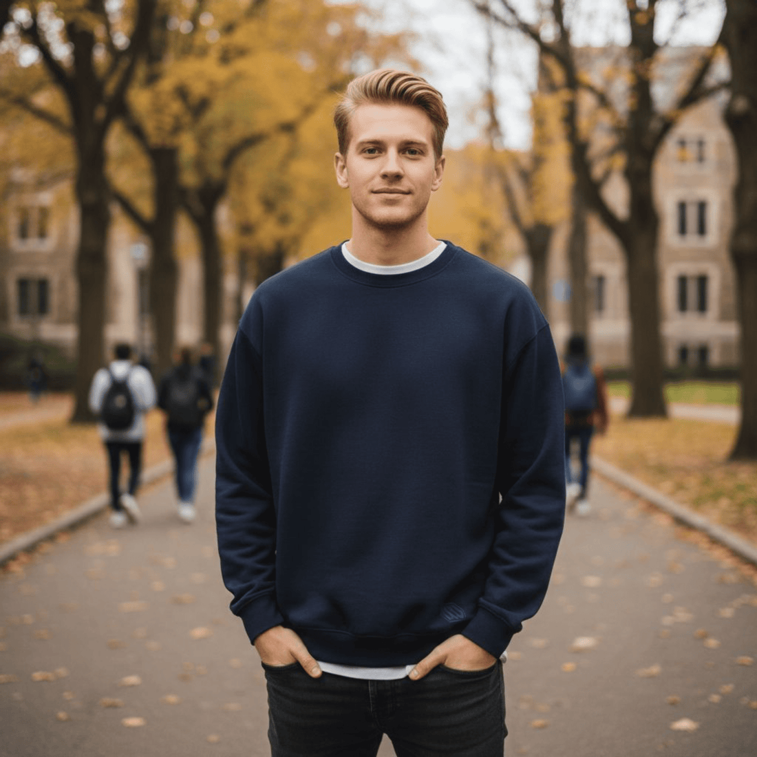 Basic Crew Navy - ghettoblasterwear