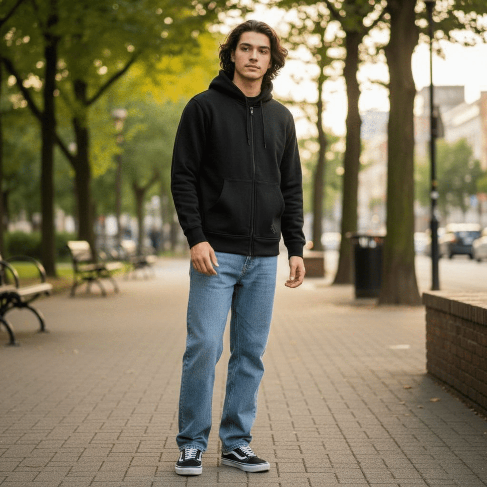 Basic Hoodie Zip Black - ghettoblasterwear