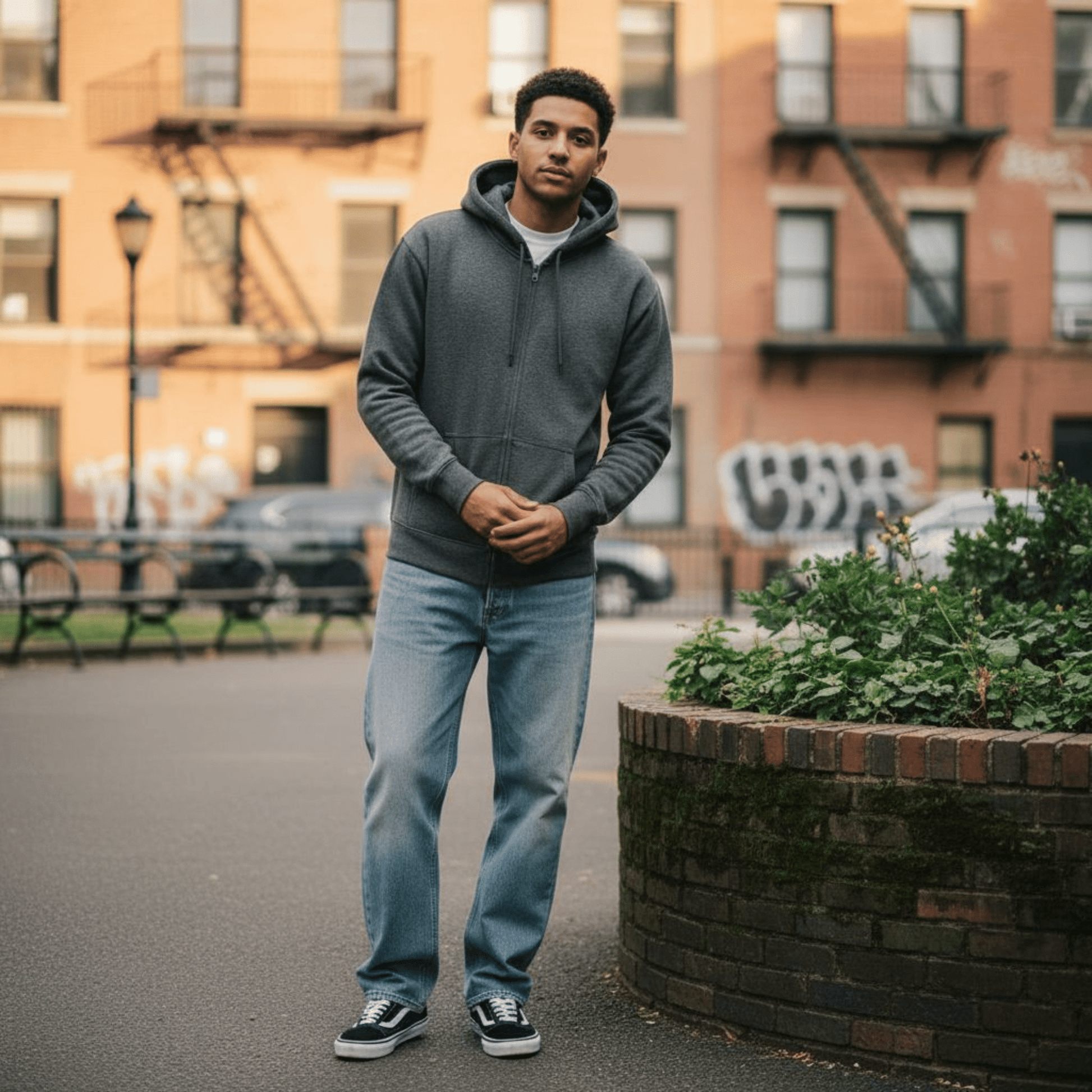 Basic Hoodie Zip Dark Grey - ghettoblasterwear