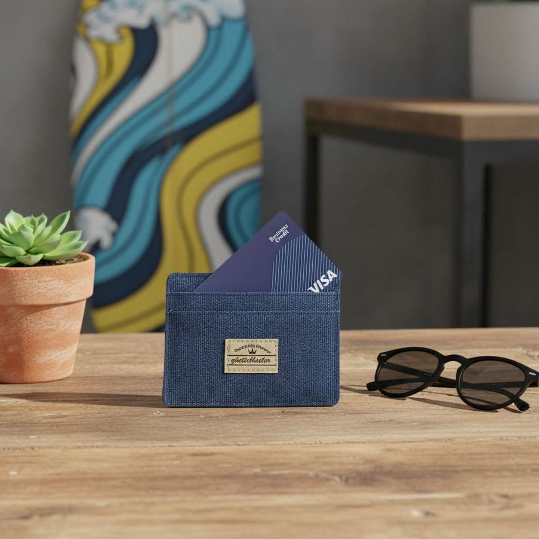 Cardholder in Canvas con Blocco RFID navy - ghettoblasterwear