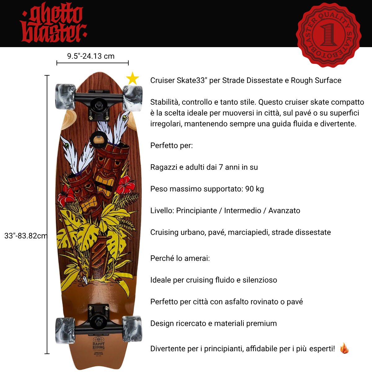 Cruiser 33" Skateboard Second Hand Ghettoblaster – Valutazione 9/10 - ghettoblasterwear