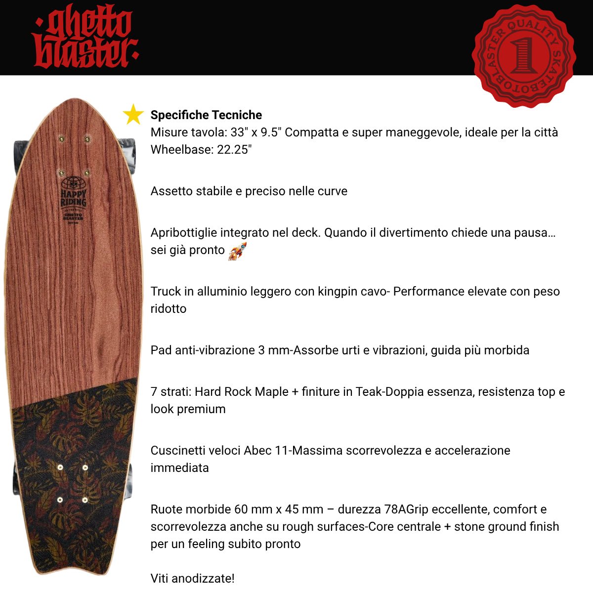 Cruiser 33" Skateboard Second Hand Ghettoblaster – Valutazione 9/10 - ghettoblasterwear