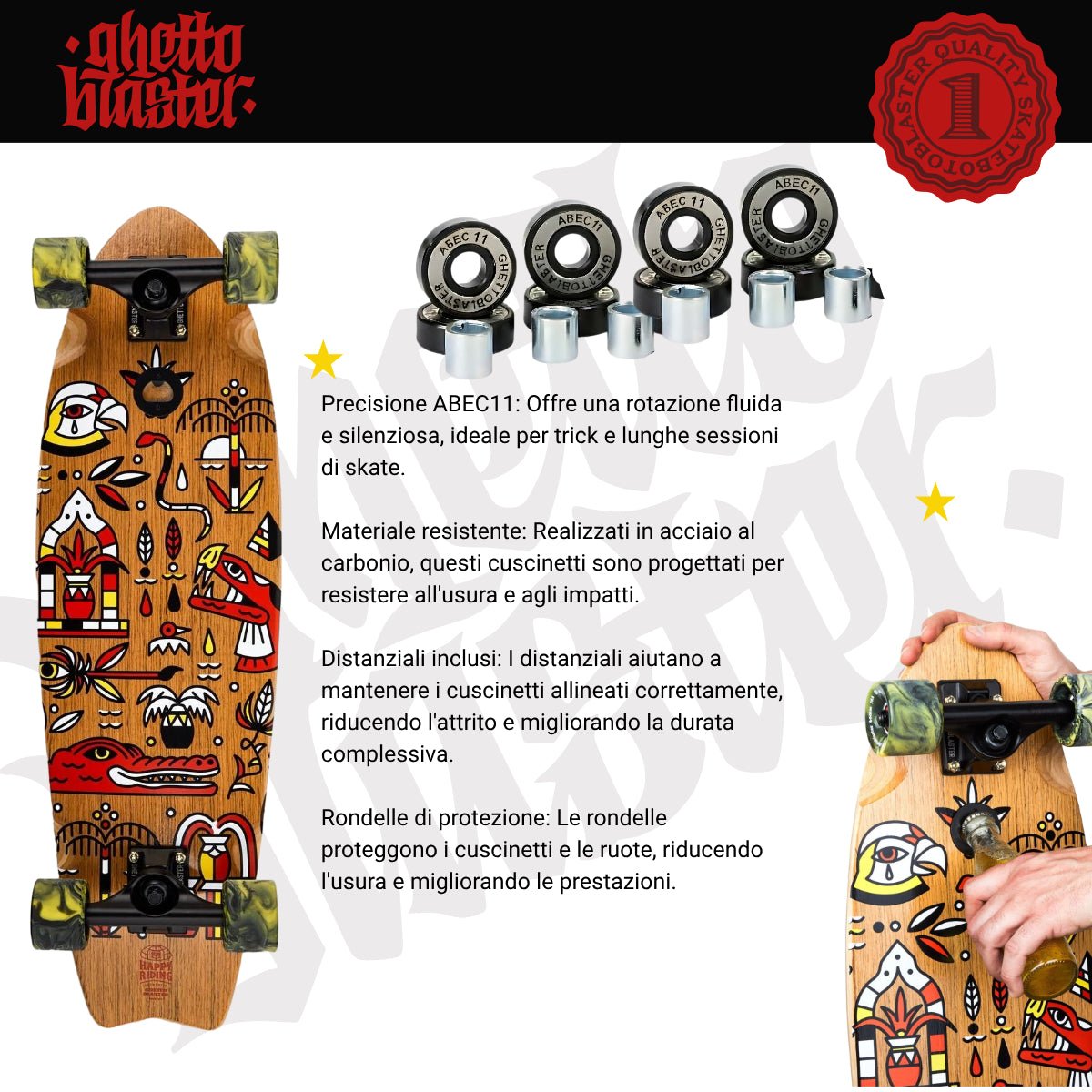 Cruiser Fishtail Geroglifics 30" - ghettoblasterwear