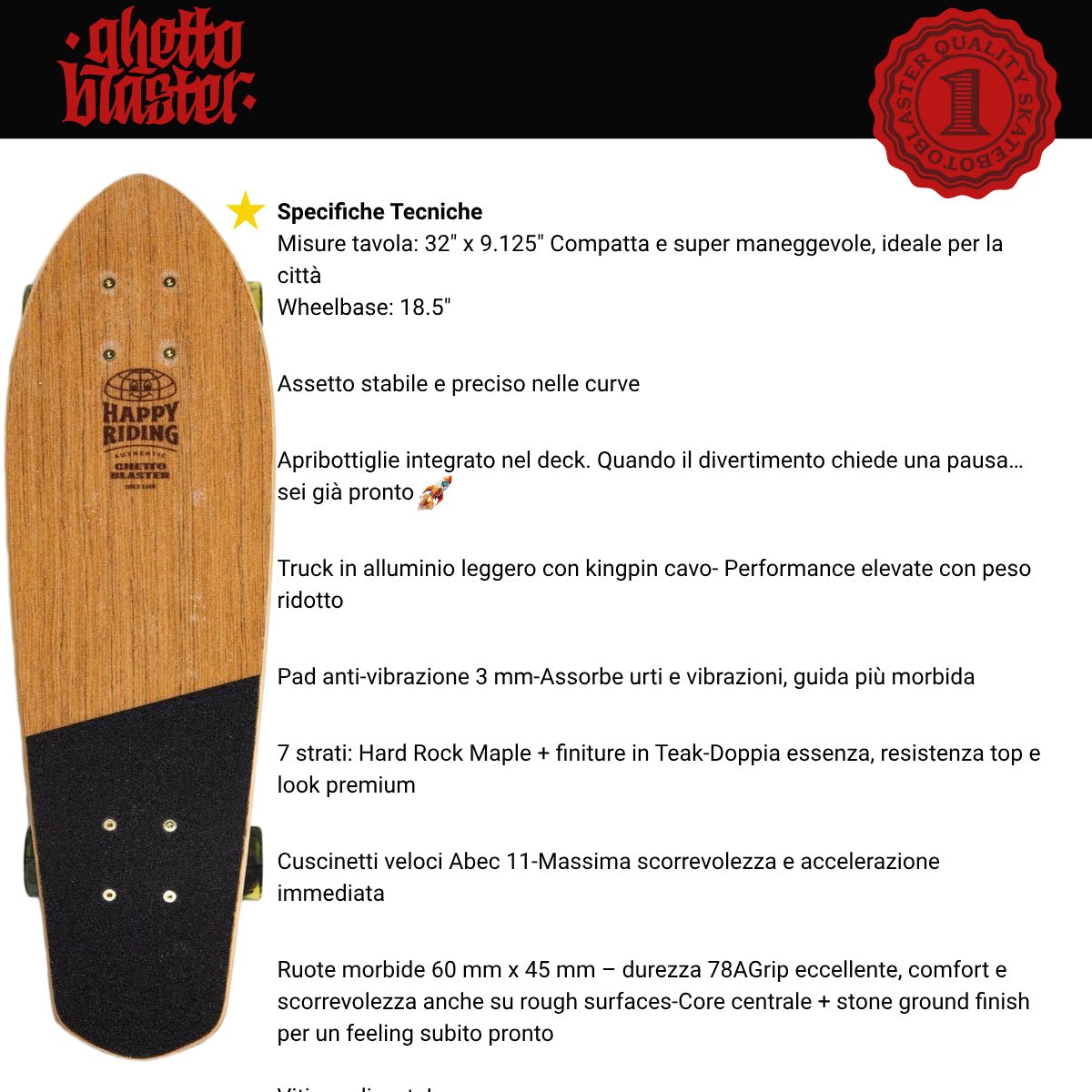 Cruiser Medium Geroglifics 32" - ghettoblasterwear
