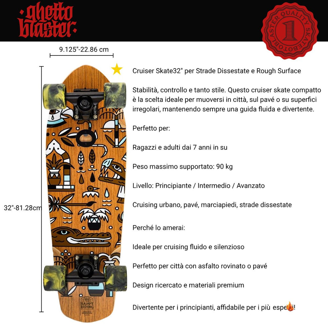Cruiser Medium Geroglifics 32" skateboard