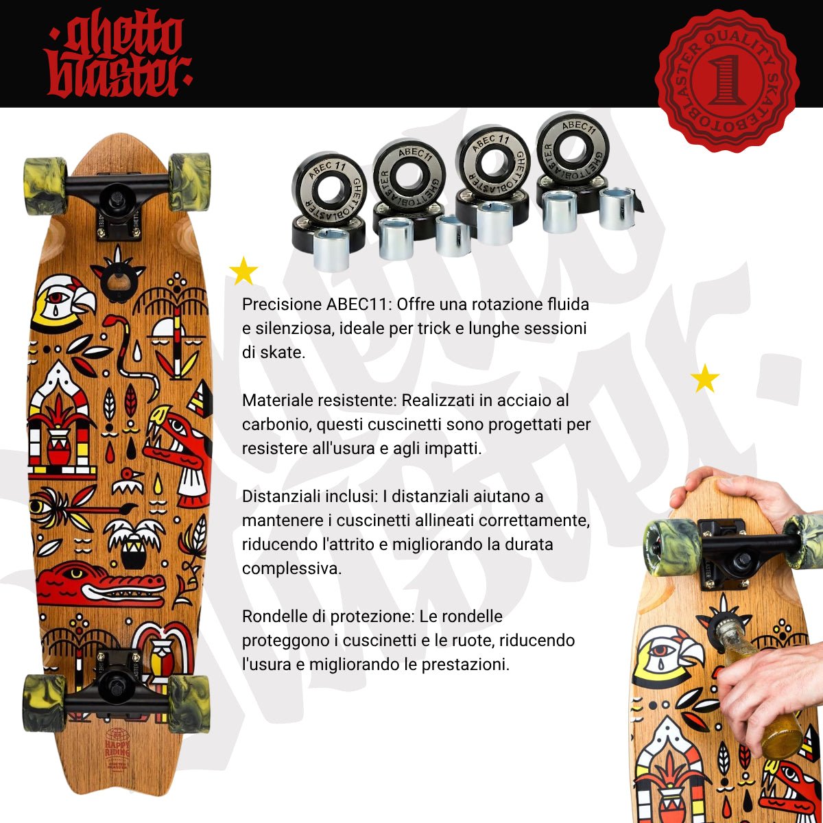 Cruiser Mid Fishtail Geroglifics 33" - ghettoblasterwear