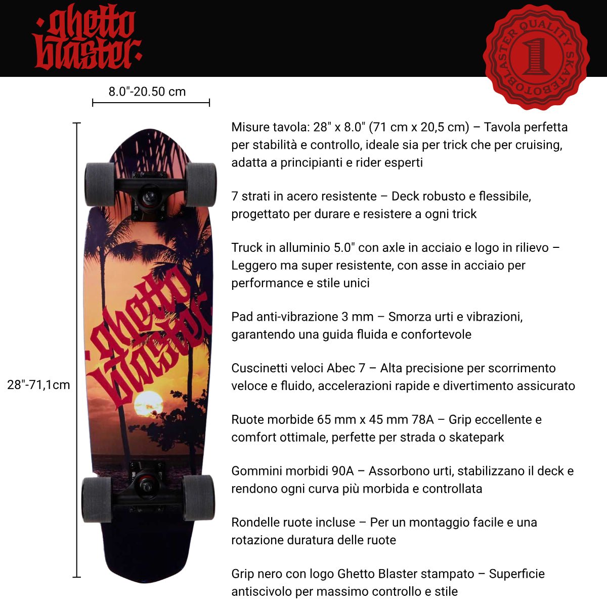 Cruiser skateboard Tropical 28" - ghettoblasterwear