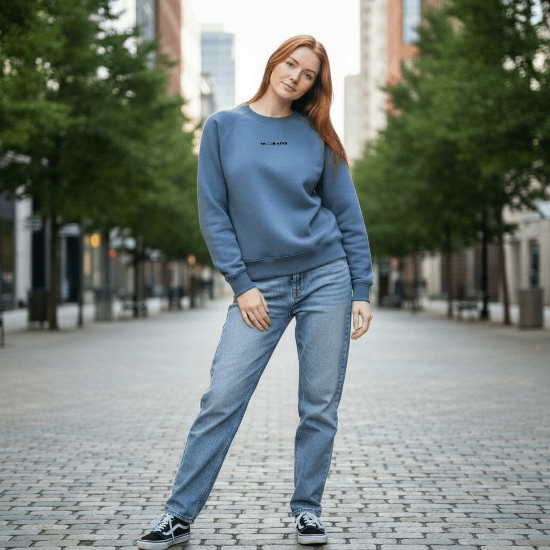 Felpa Girocollo Central Steel Blu - ghettoblasterwear