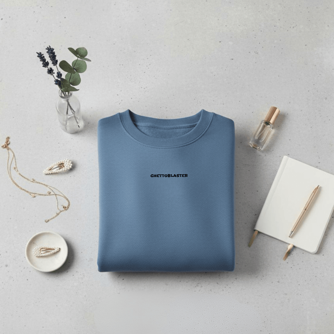 Felpa Girocollo Central Steel Blu - ghettoblasterwear