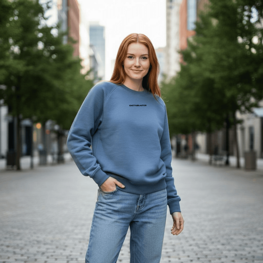 Felpa Girocollo Central Steel Blu - ghettoblasterwear