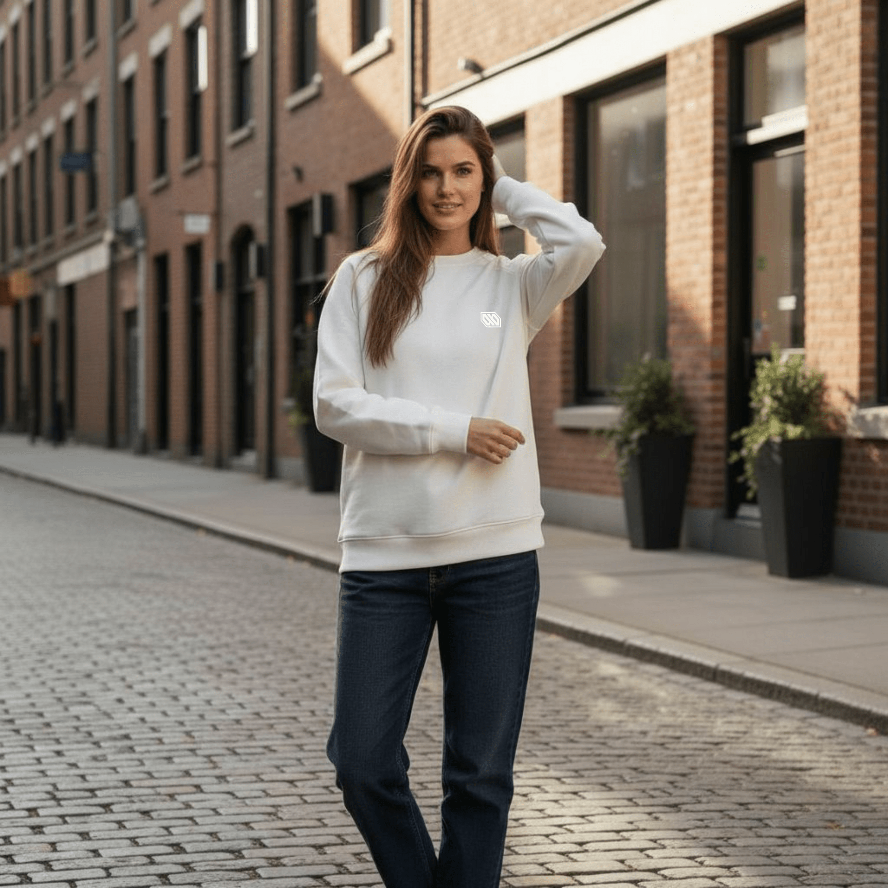 Felpa Girocollo Central White - ghettoblasterwear