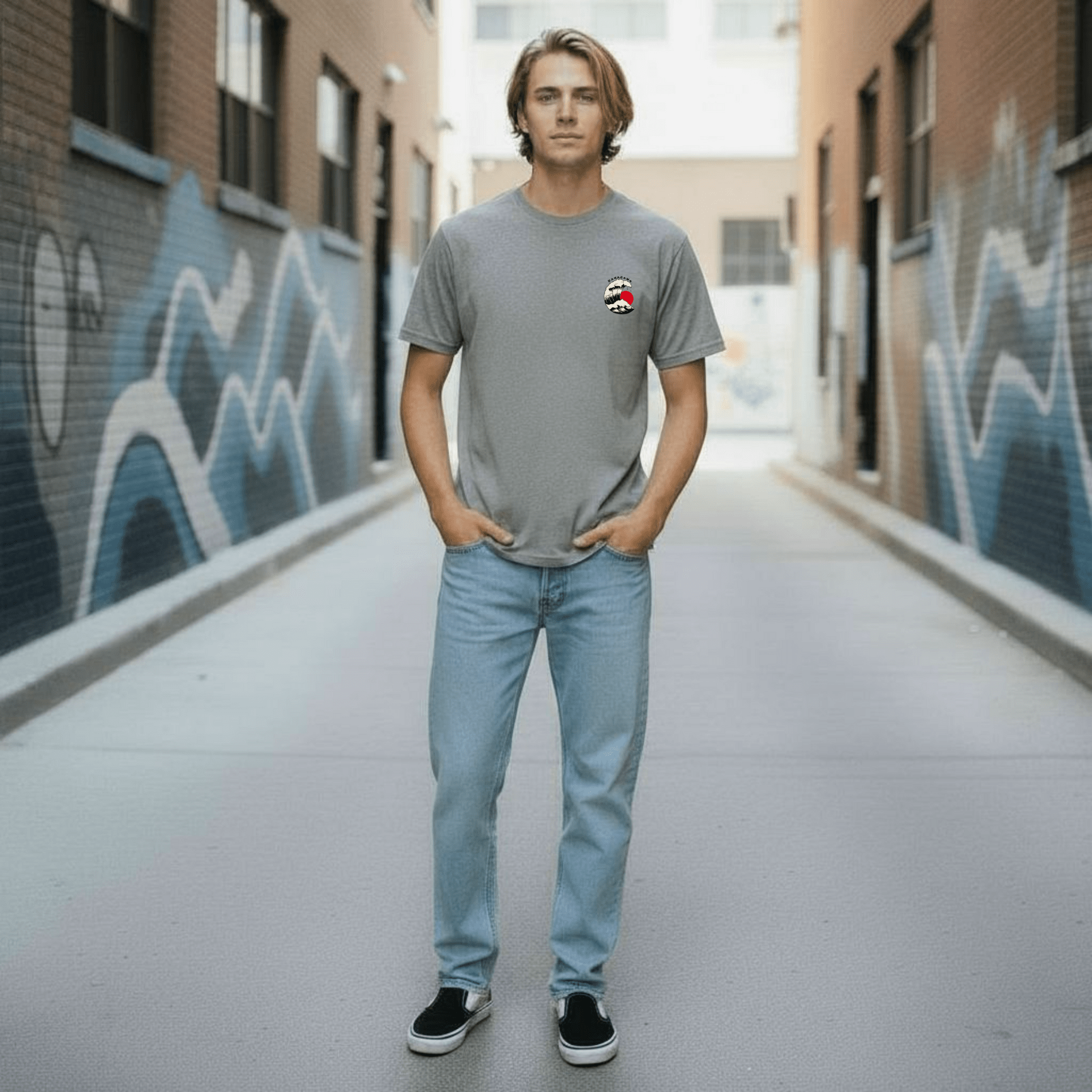 Kanagawa Tee – Maglietta Grigio in Cotone Biologico - ghettoblasterwear