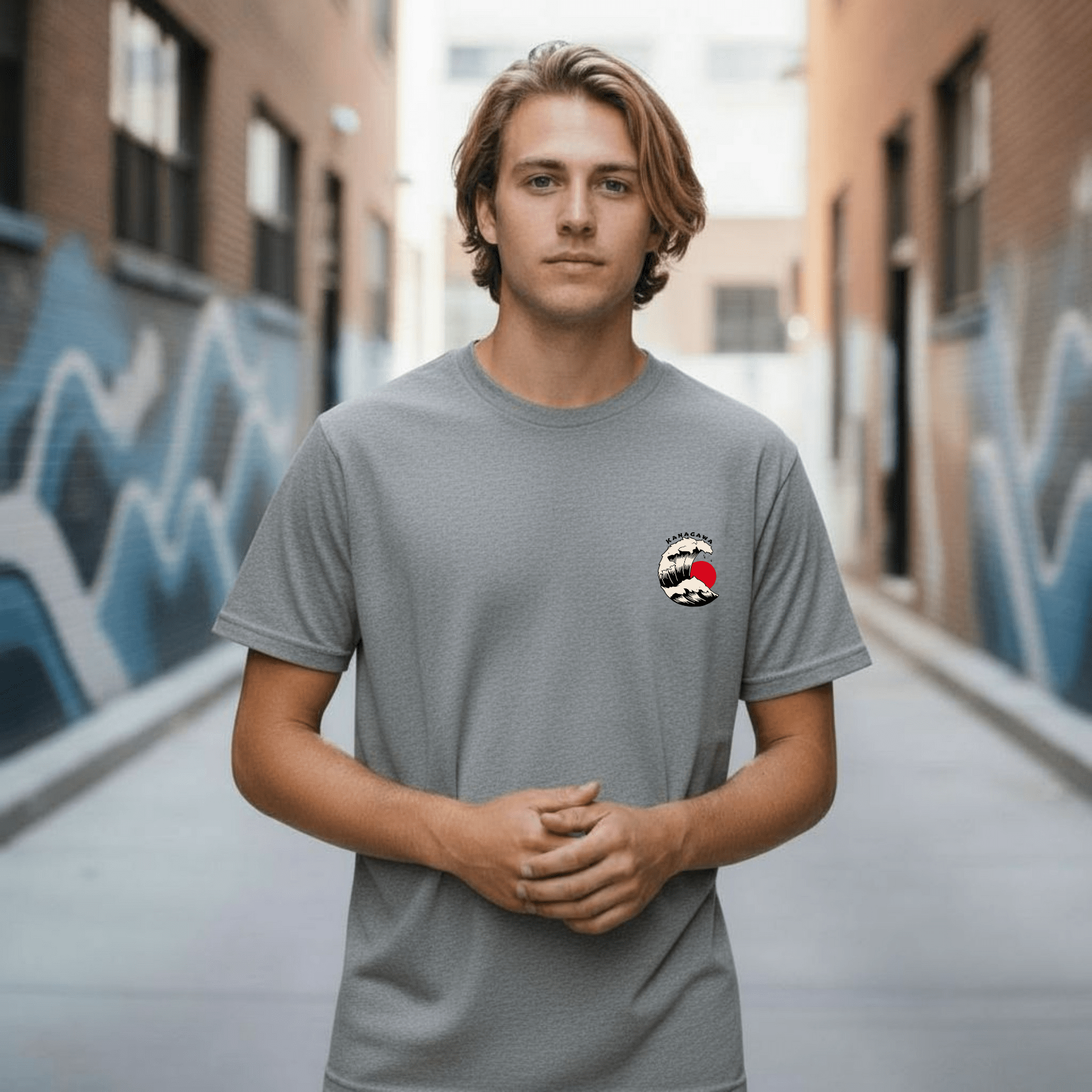 Kanagawa Tee – Maglietta Grigio in Cotone Biologico - ghettoblasterwear