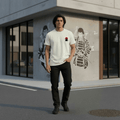 Kenjutsu Samurai Tee – Maglietta Off White in Cotone Biologico - ghettoblasterwear