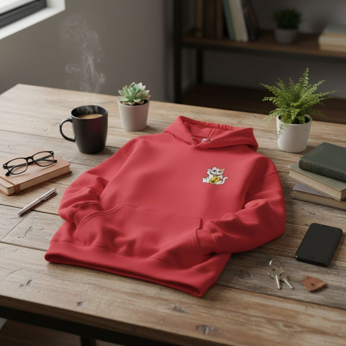 Meow Hoodie Canary Red - ghettoblasterwear