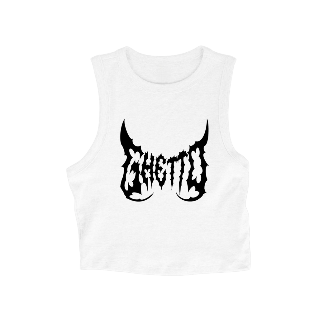 Metal Ghetto Crop Top White - ghettoblasterwear