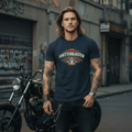Motorbike T-Shirt Navy – Cotone Biologico e Grafica Esclusiva - ghettoblasterwear