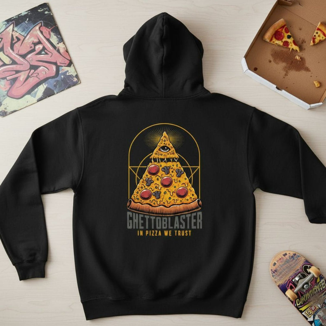 Pizza Trust Hoodie Black - ghettoblasterwear