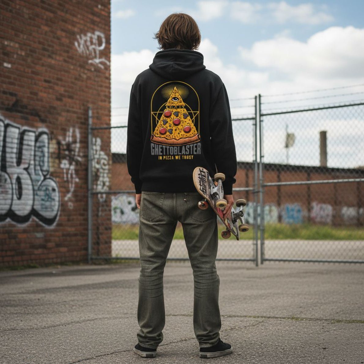 Pizza Trust Hoodie Black - ghettoblasterwear