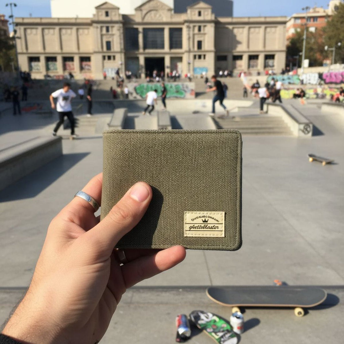 Portafoglio portamonete Canvas RFID olive - ghettoblasterwear