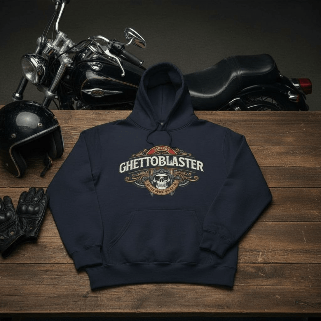 Riders Hoodie Navy - ghettoblasterwear