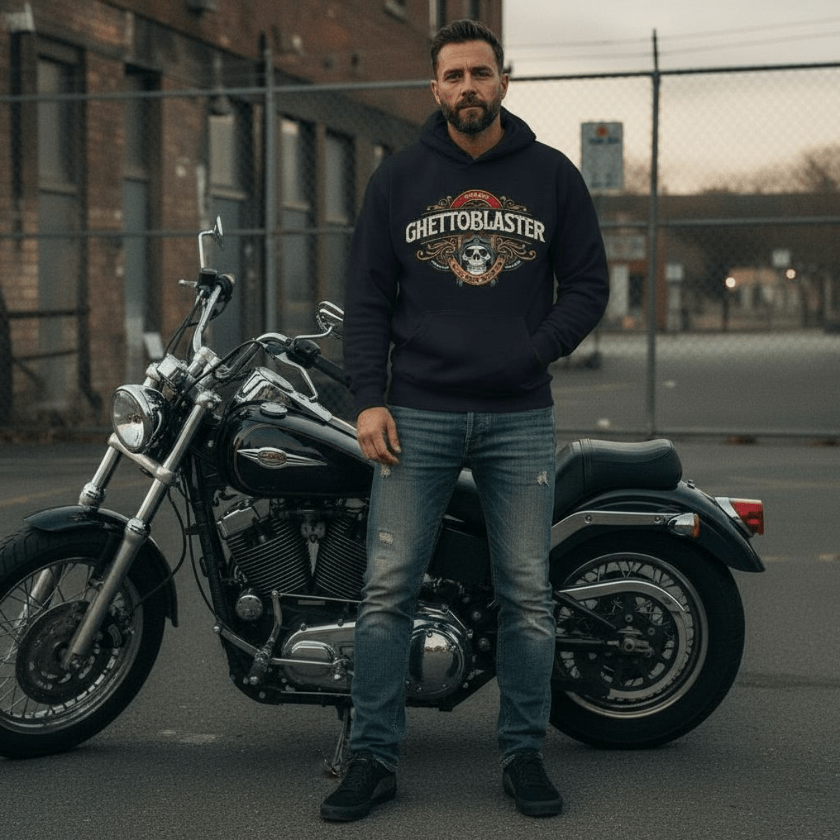 Riders Hoodie Navy - ghettoblasterwear