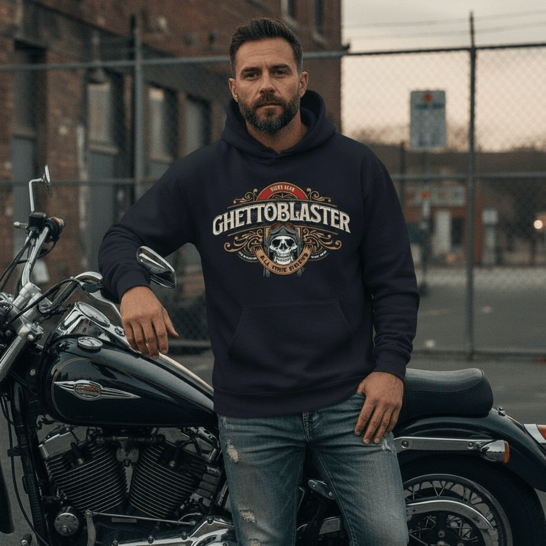 Riders Hoodie Navy - ghettoblasterwear