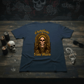 Santa Muerte T-Shirt Navy – Cotone Biologico e Design Unico - ghettoblasterwear