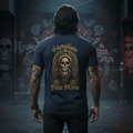 Santa Muerte T-Shirt Navy – Cotone Biologico e Design Unico - ghettoblasterwear